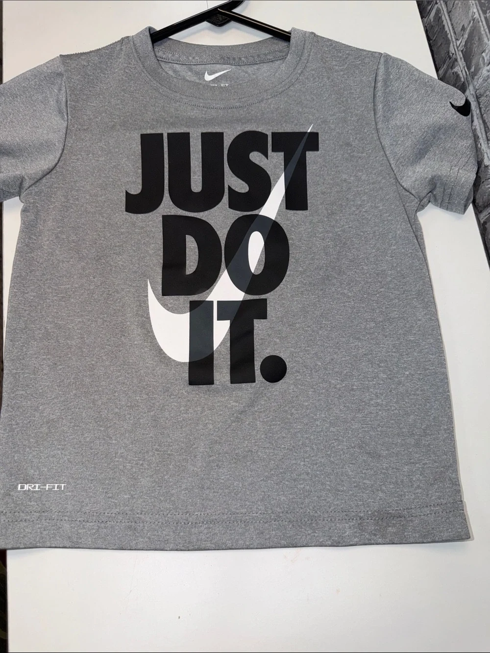 Nike Gray 'Just Do It.' Kids Short-Sleeve Tee